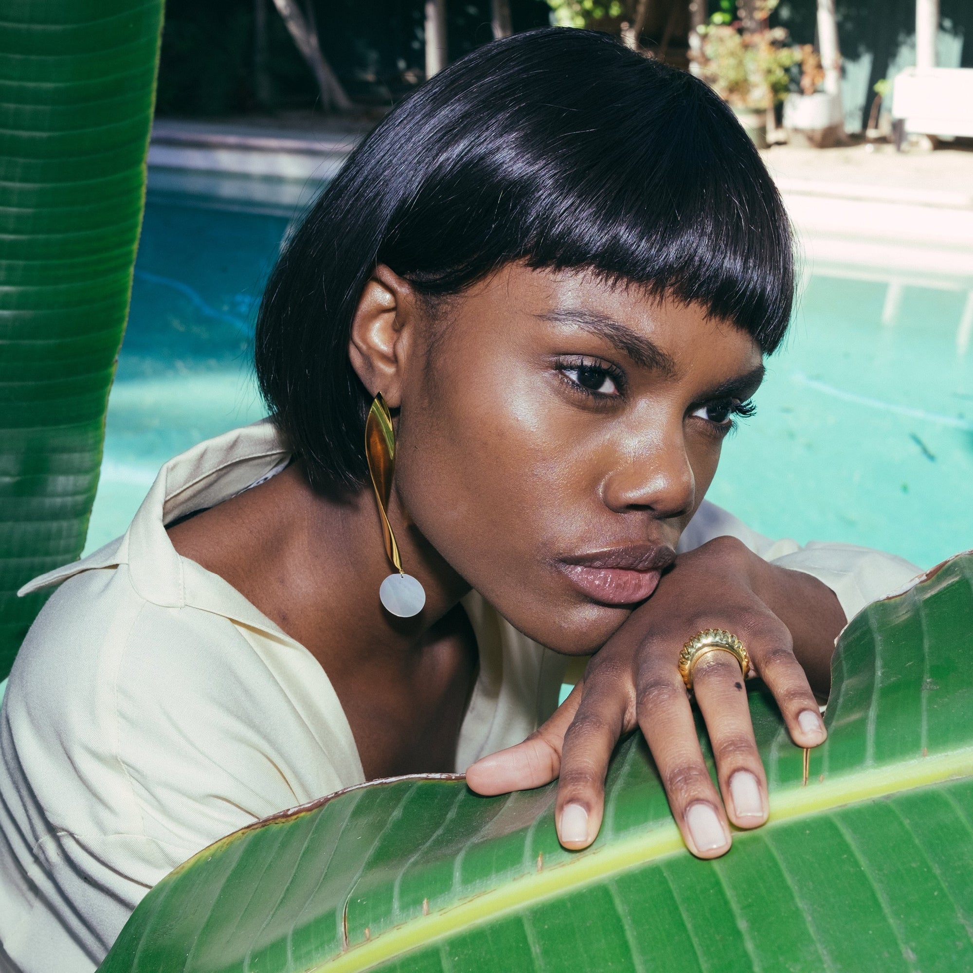 Majorelle Earrings | 18K Gold Plated | Mother of Pearl/Pink Freshwater Pearls/Moonstone