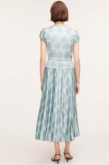 Astera Fleur Pleated Puffed Sleeve Dress | Astera Fleur Turquoise Combo