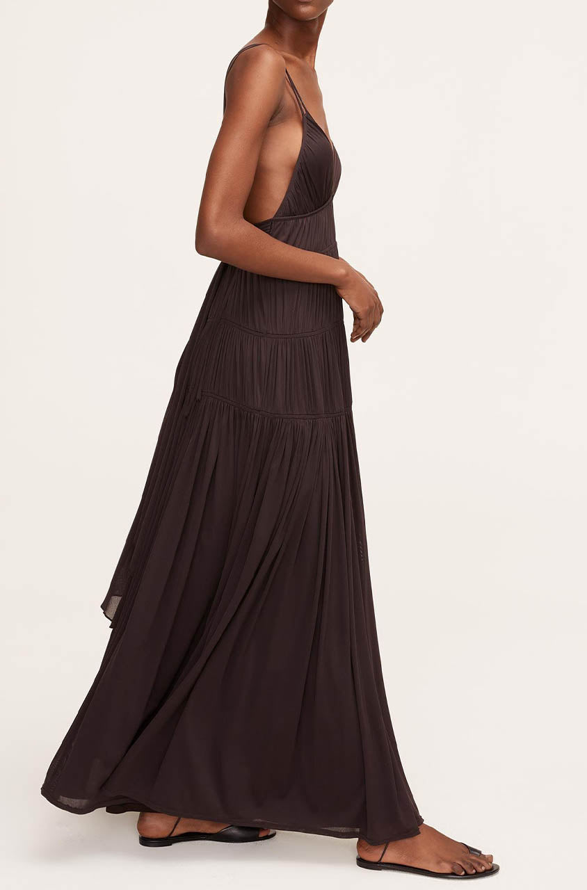 Ruched Mesh Maxi Dress | Walnut