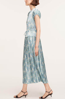 Astera Fleur Pleated Puffed Sleeve Dress | Astera Fleur Turquoise Combo