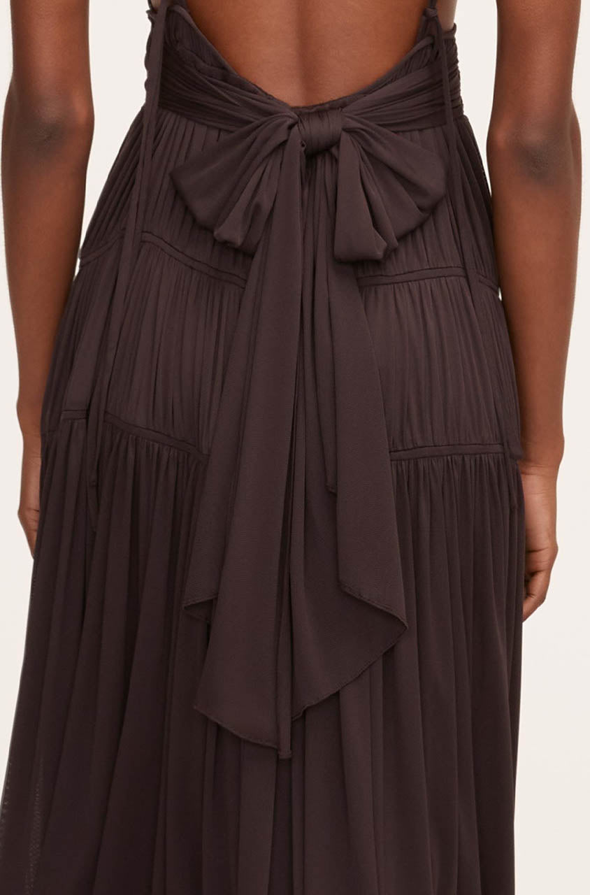 Ruched Mesh Maxi Dress | Walnut