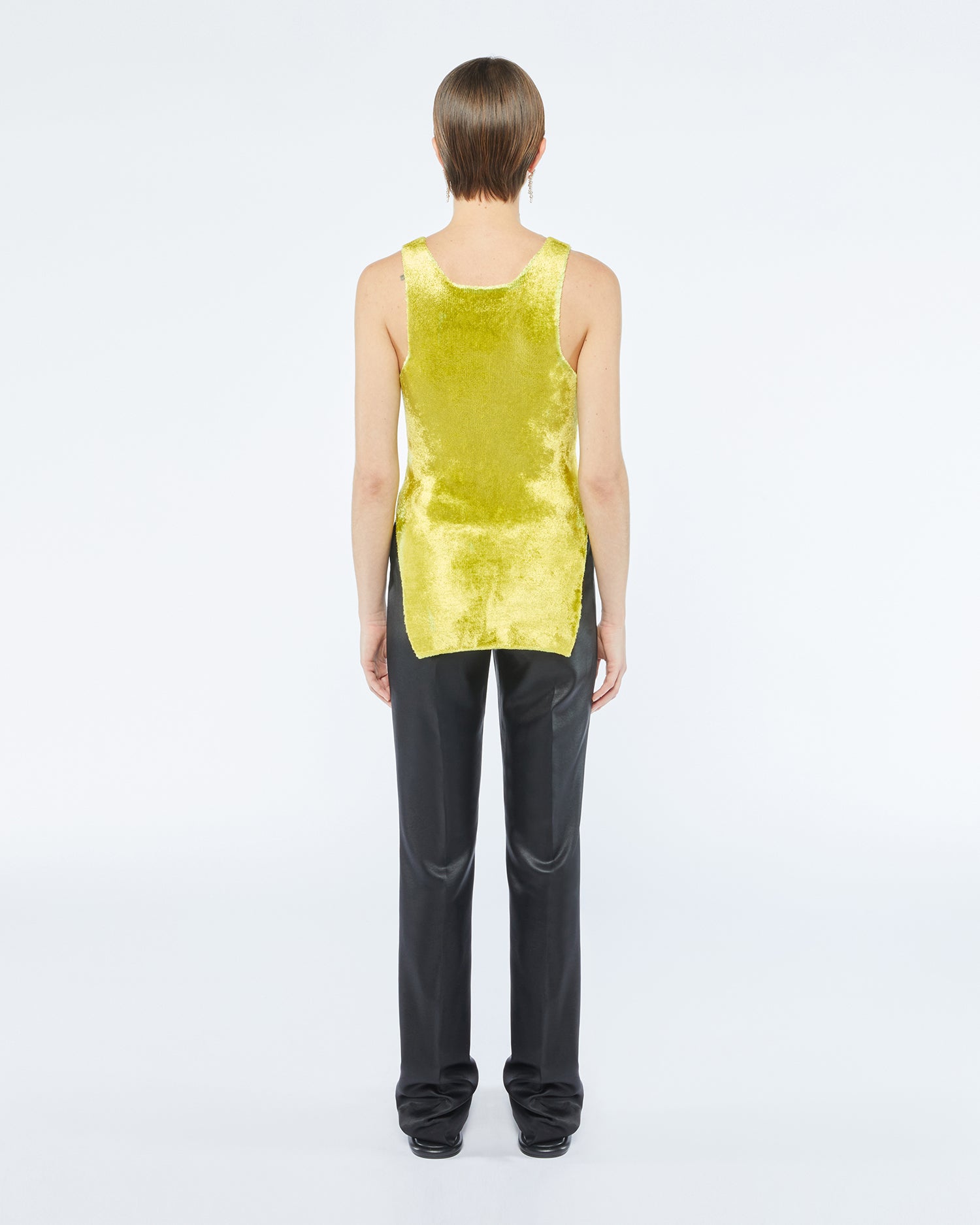 Womens | Veva Velour Knit Sleeveless Tank | Lime Velour