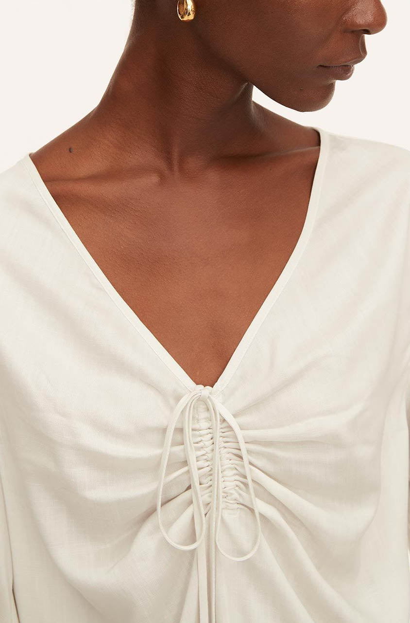 Drawstring Long Sleeve Blouse | Snow