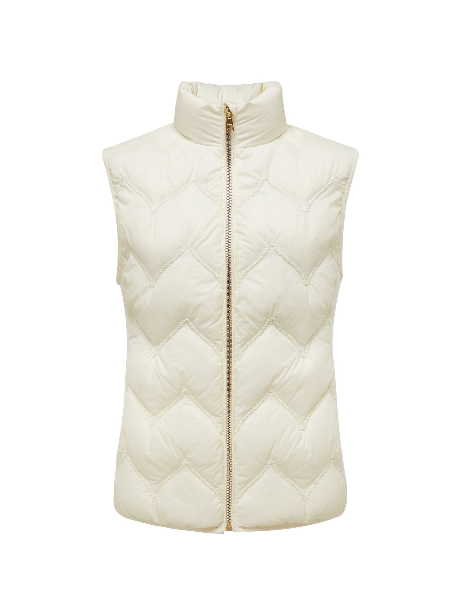 Knitted Panel Down-Padded Gilet | Beige