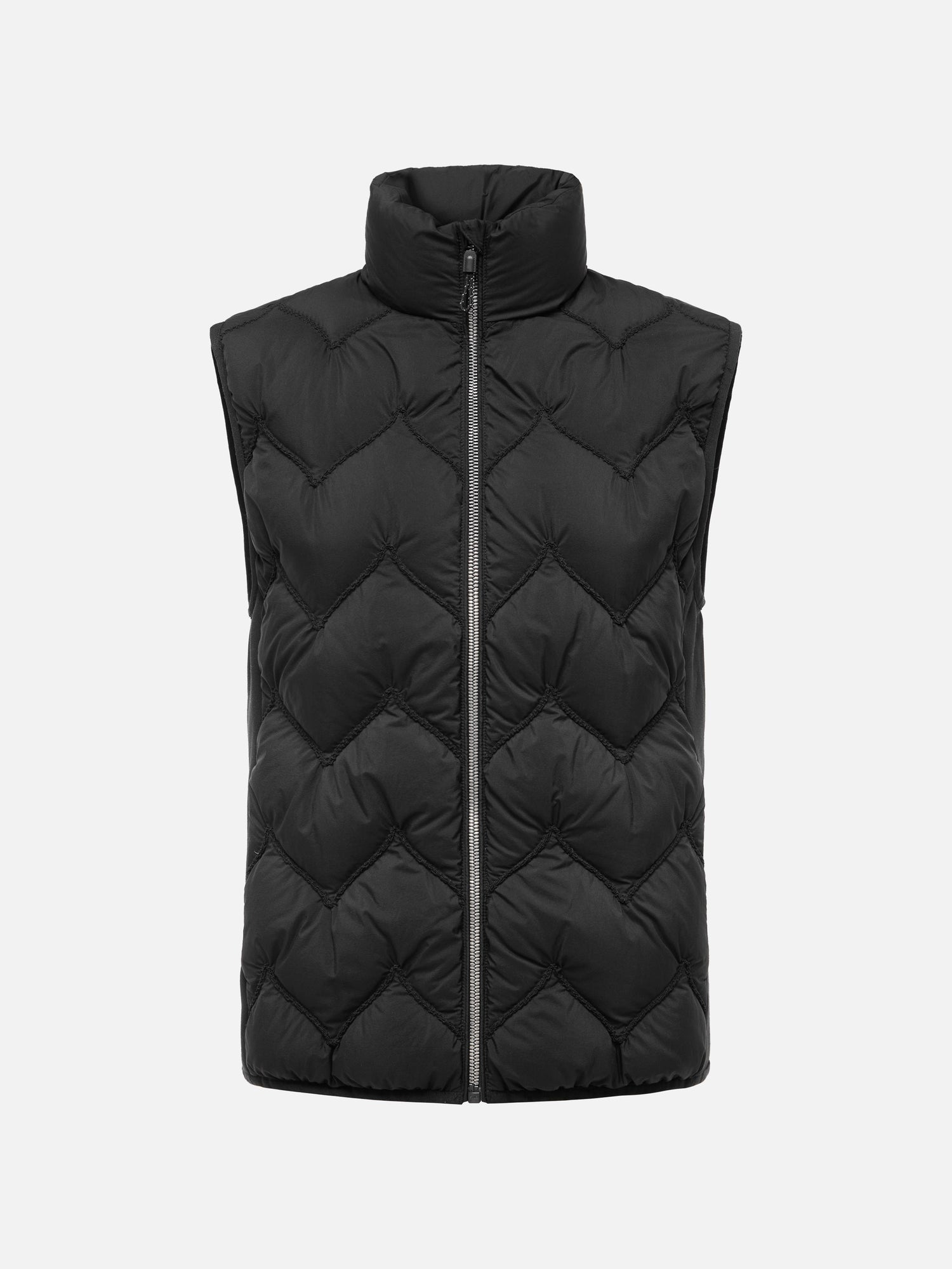 Knitted Panel Down-Padded Gilet | Black