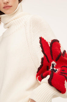 Botanical Intarsia Turtleneck | Strawberry Combo