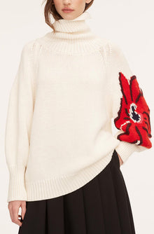 Botanical Intarsia Turtleneck | Strawberry Combo