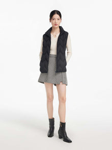 Knitted Panel Down-Padded Gilet | Black