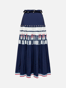 Ethnic Polyester Skirt | Navy