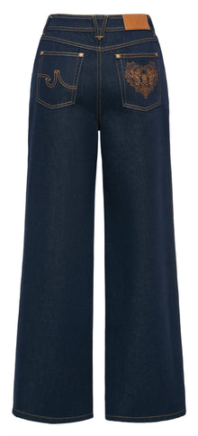 Straight-Leg Embroidered Jeans | Navy
