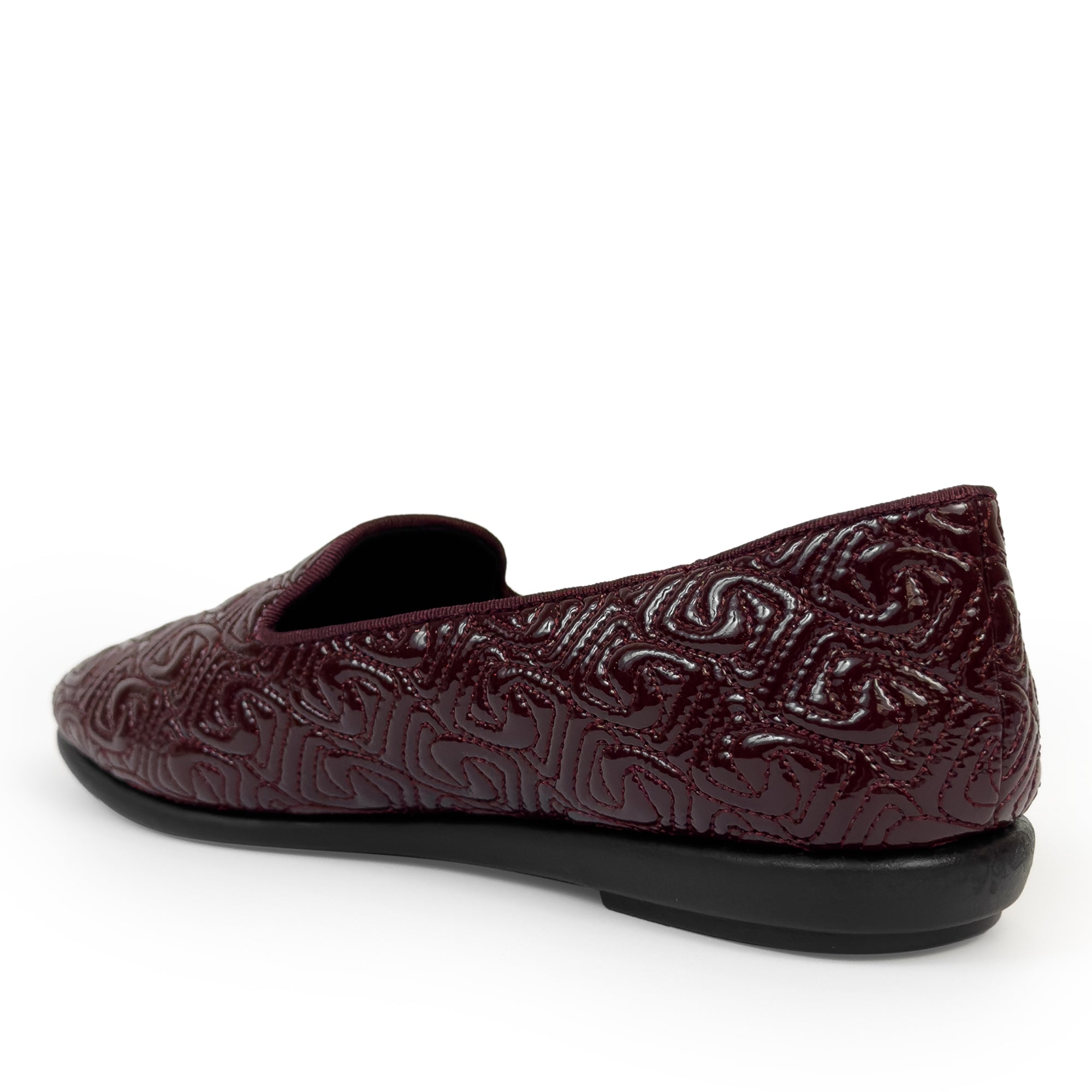 Betunia Casual Loafer | Merlot Faux Crinkle Patent