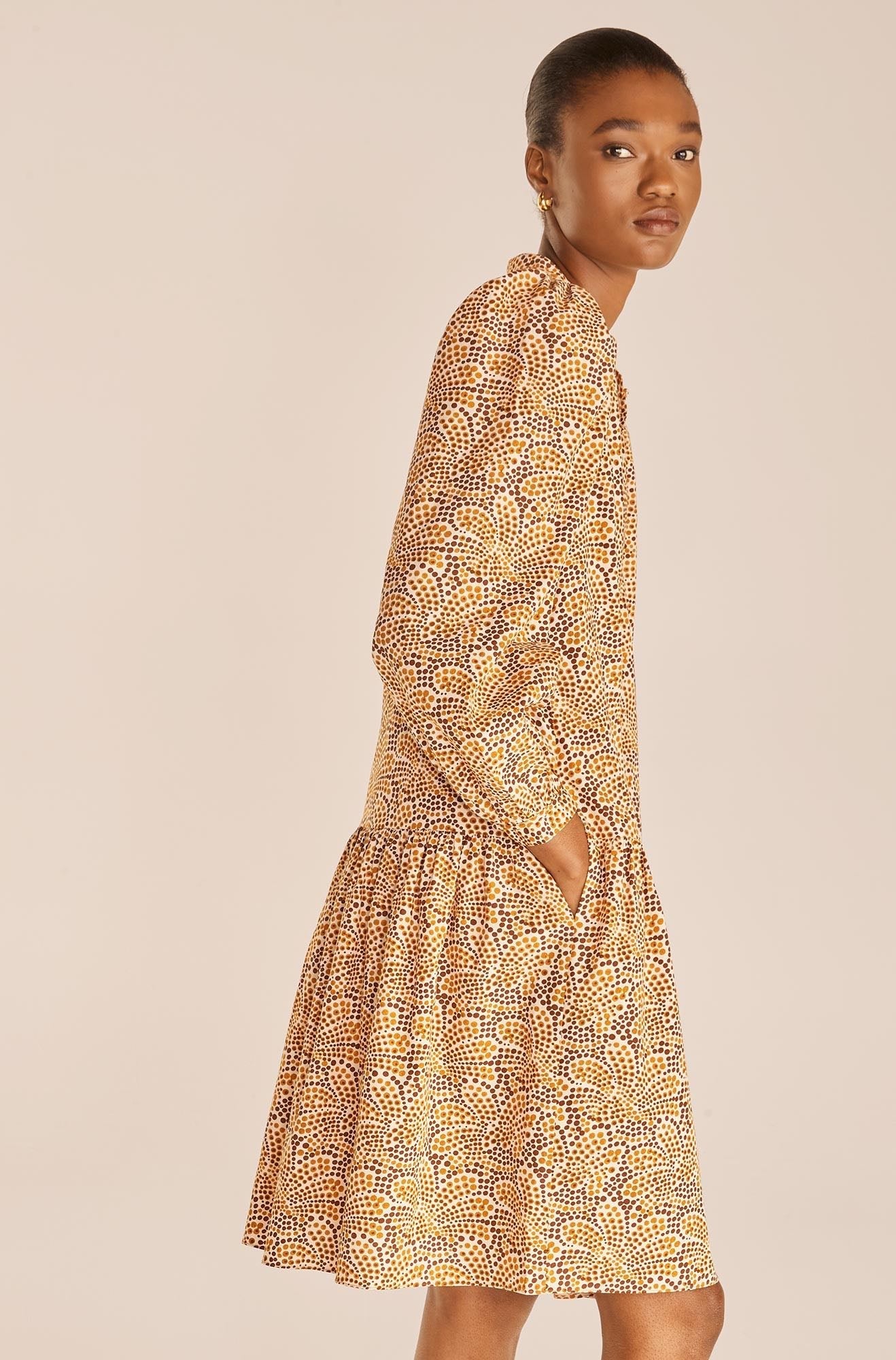 Speckled Fleur Belted Long Sleeve Dress | Speckled Fleur Marigold Combo