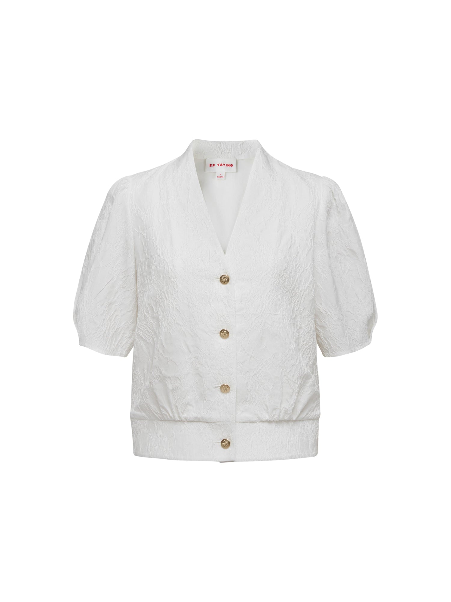 Mulberry Silk V-Neck Jacquard Jacket | White
