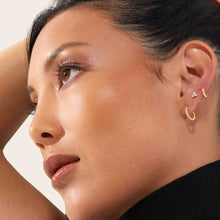 Womens | Beaded Huggie Hoops | 14K Solid Yellow Gold