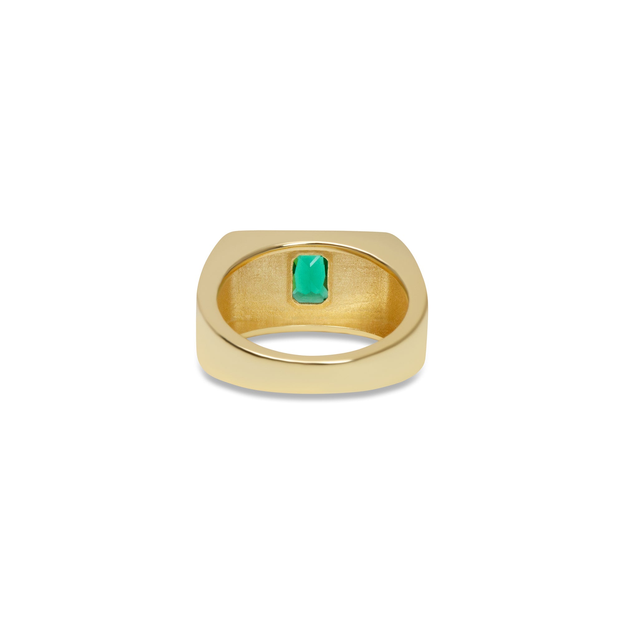 The Green Stone Square Signet Ring | 18KT Gold Vermeil