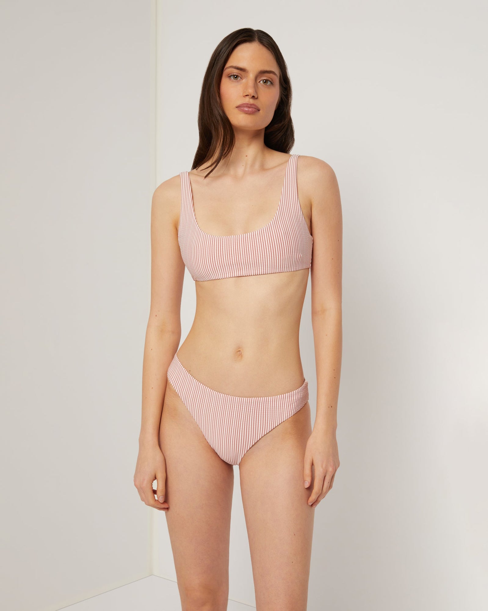 Womens | Scoop Bikini Top | Rosette/White