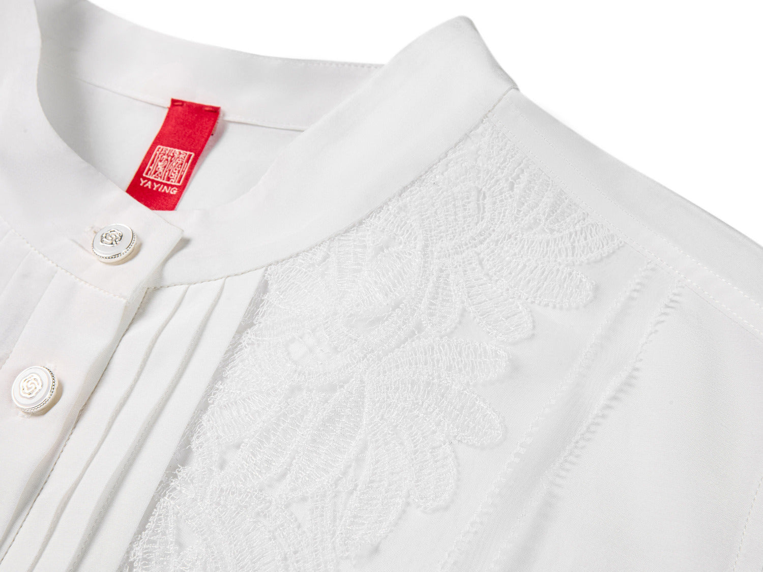 Silk-Cotton National Style Shirt | White