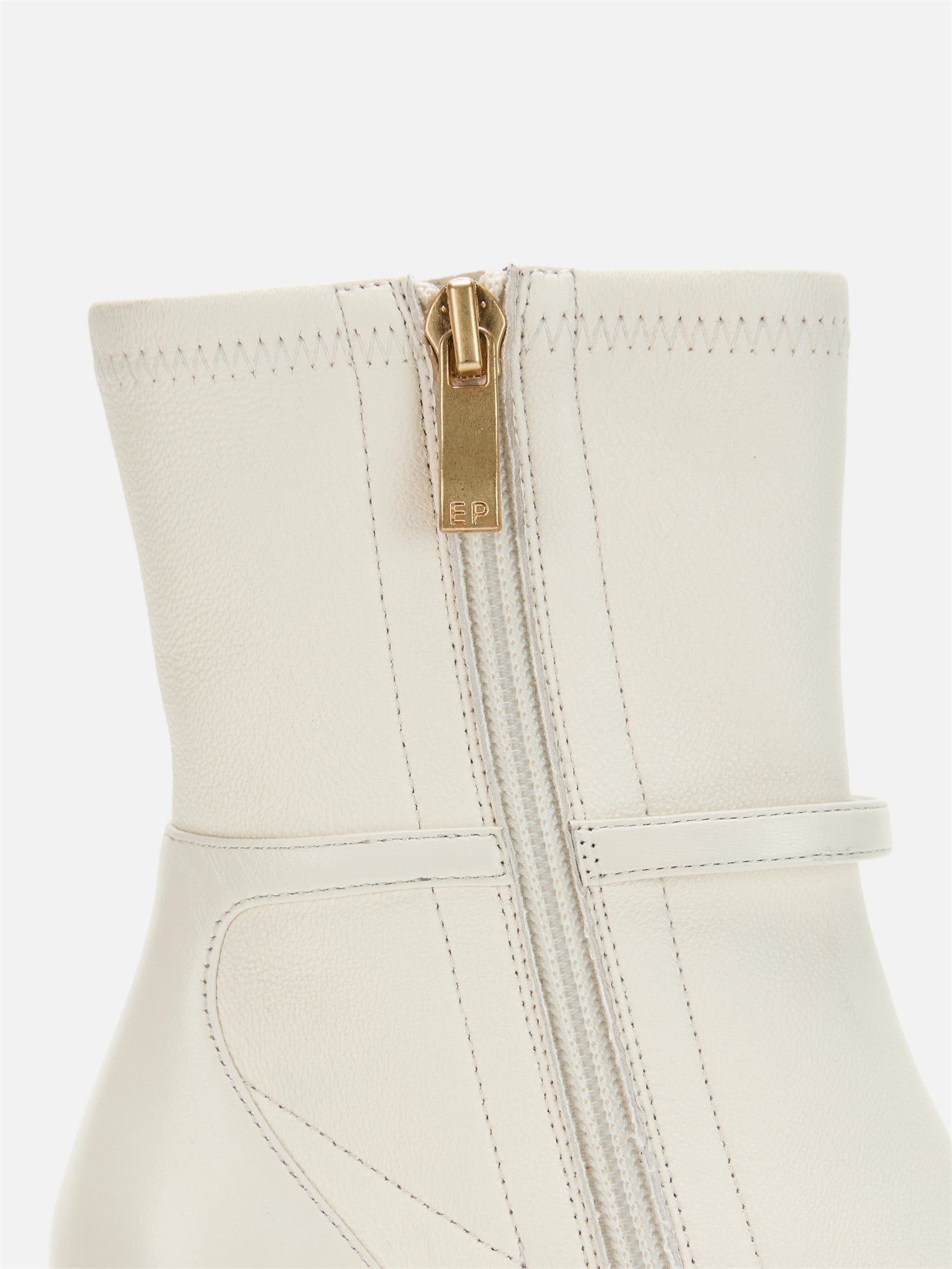 Stretch Lambskin Spliced Pointed Toe High-Heeled Ankle Boots | White