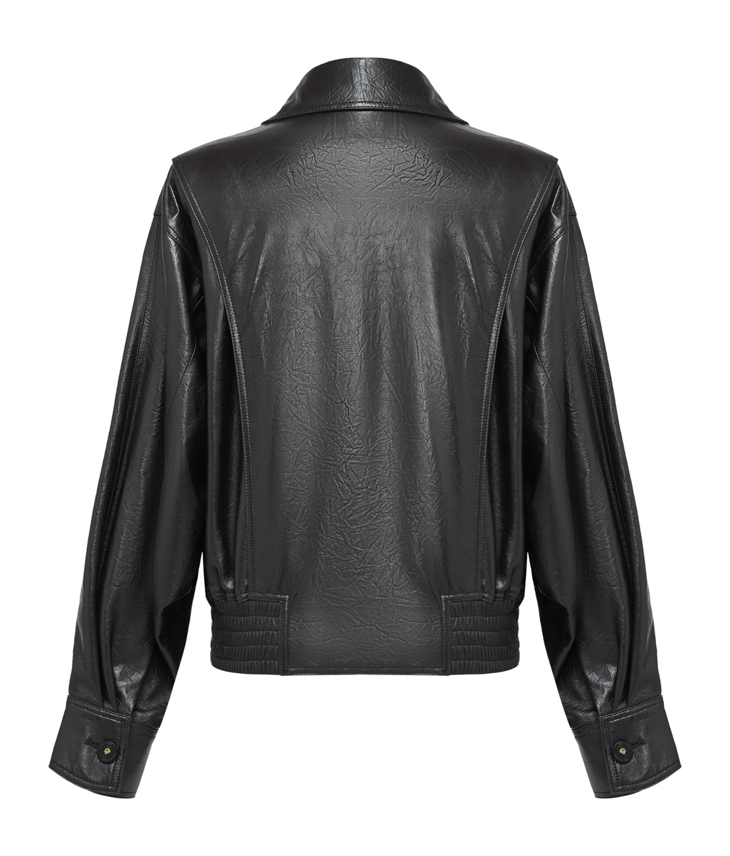 Collarless Lambskin Jacket | Black