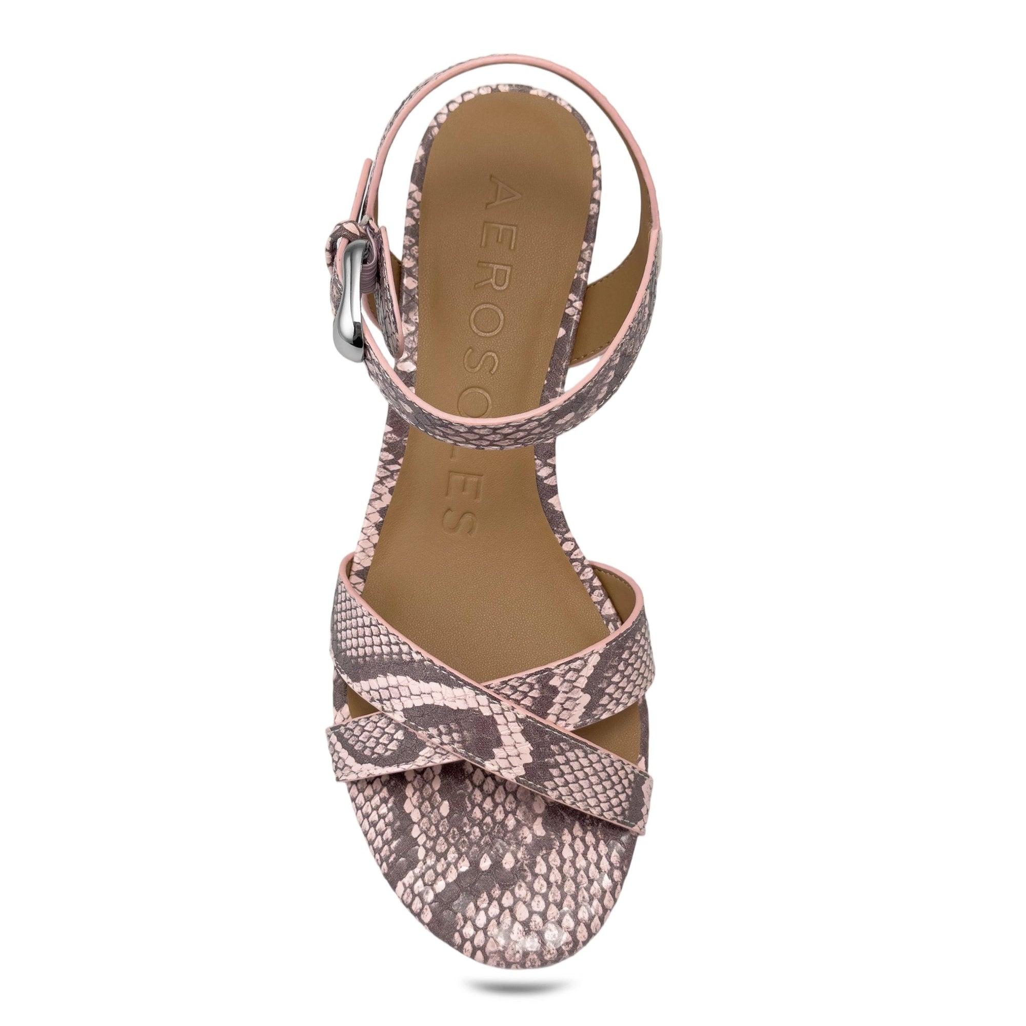 Cinzia Sandal Block Heel | Pale Pink Faux Snake Print