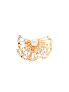 Brooch | Copper/Zircon/Fresh Water Pearls