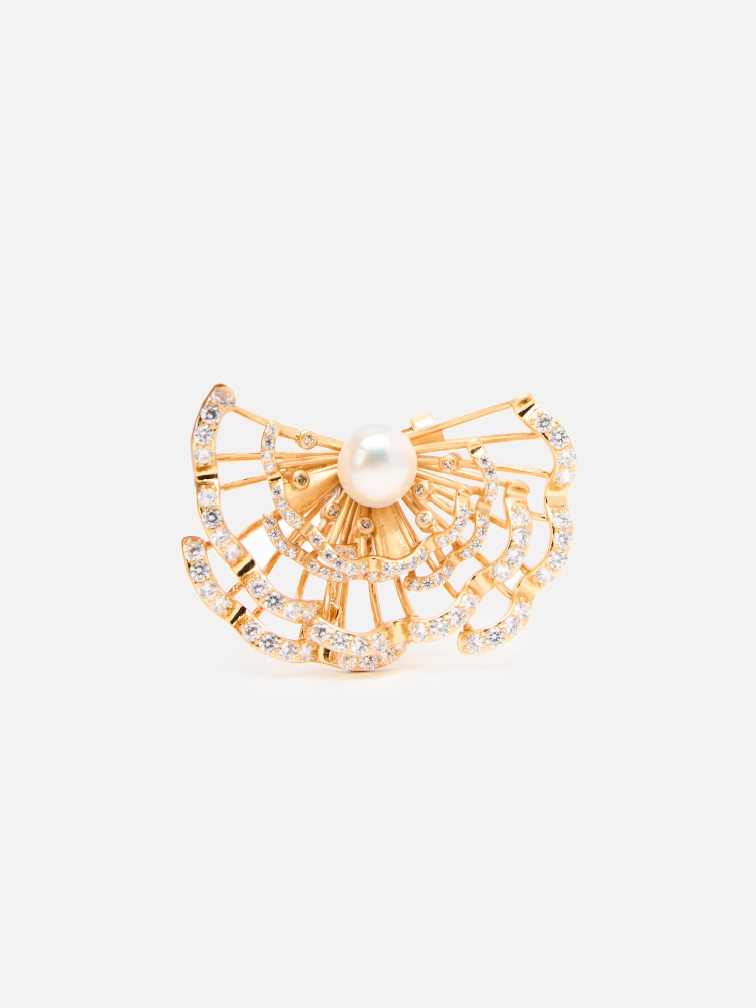 Brooch | Copper/Zircon/Fresh Water Pearls
