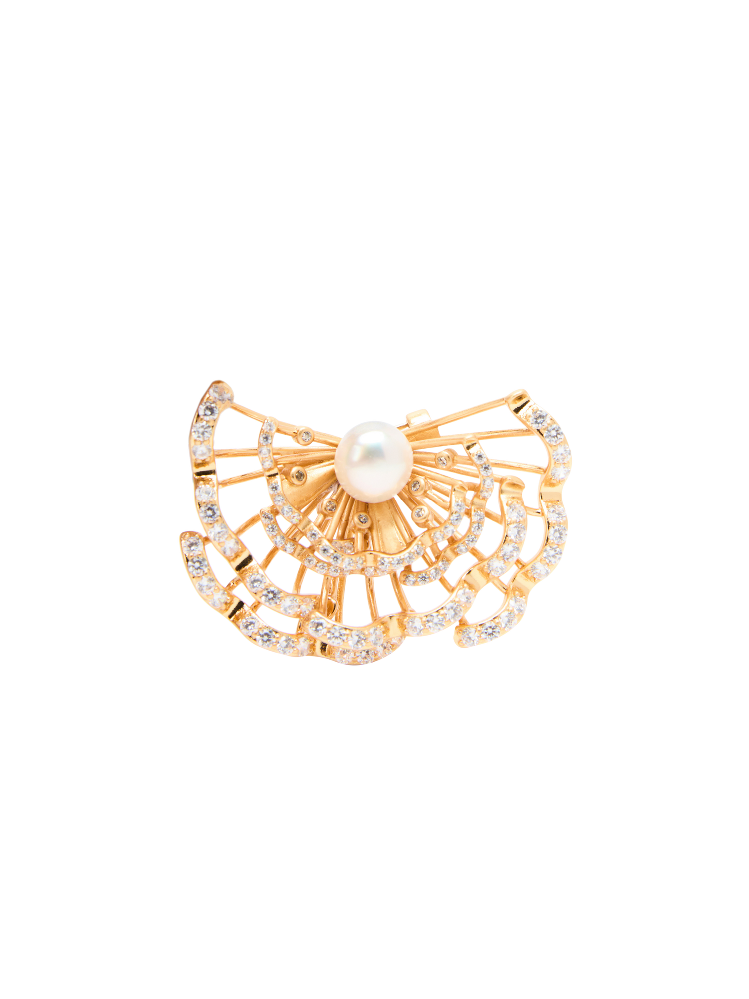 Brooch | Copper/Zircon/Fresh Water Pearls