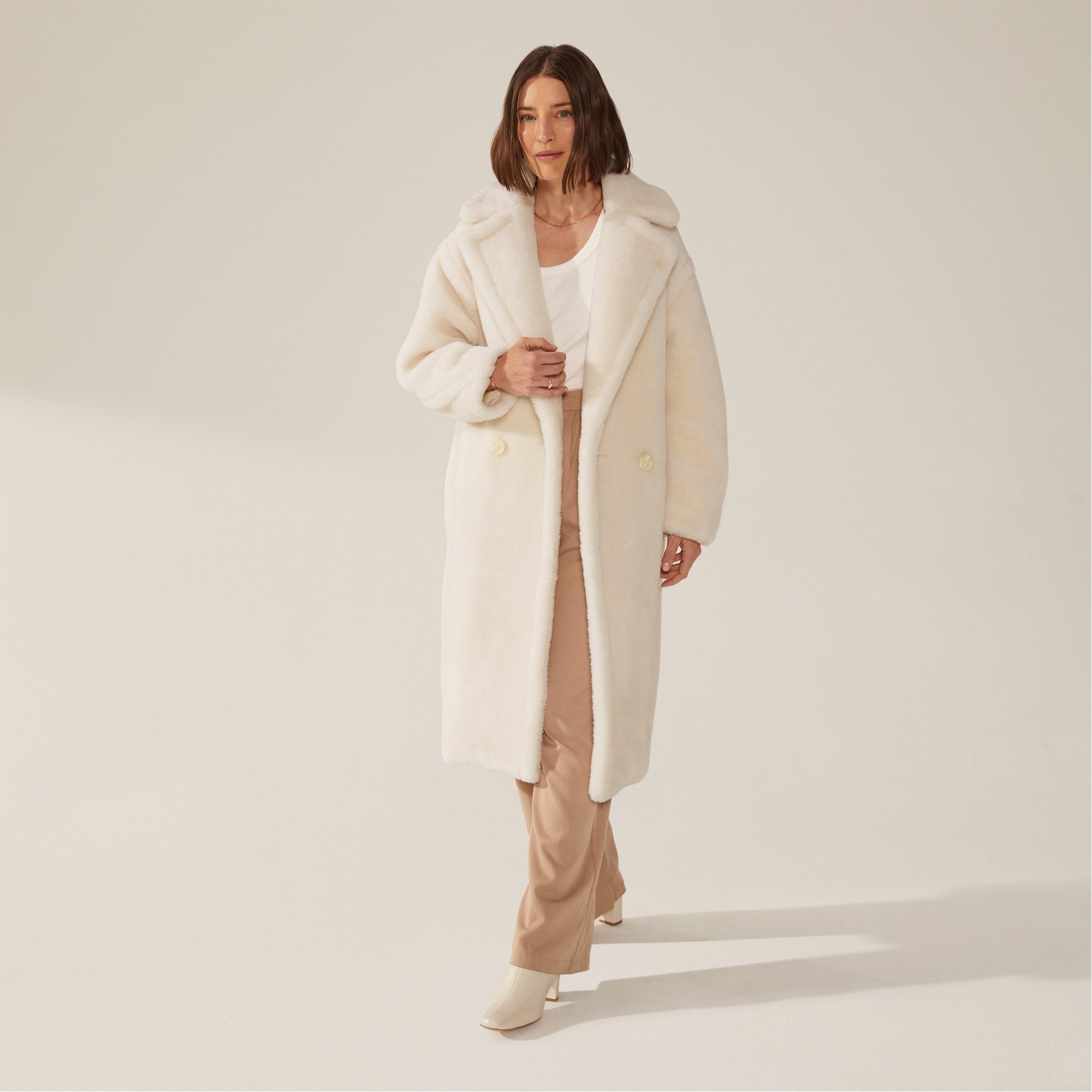 Womens | Charlotte Australian Wool Oversized Teddy Coat | Cream
