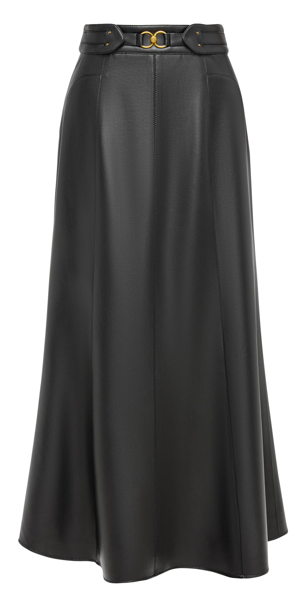 High-Waisted Leather Skirt | Black