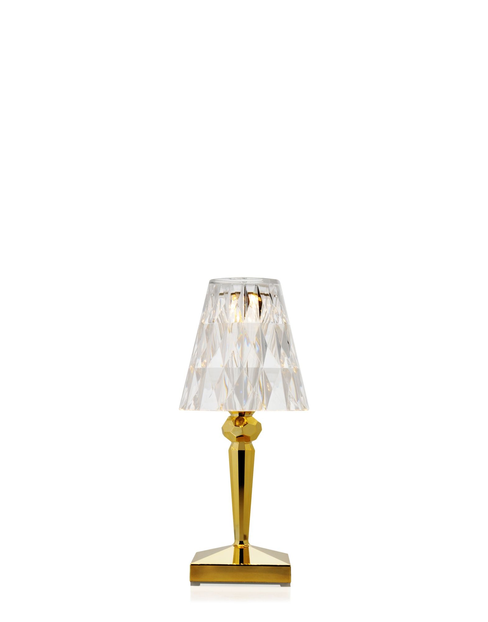 Battery Metal Table Lamp | Single | Gold/Crystal