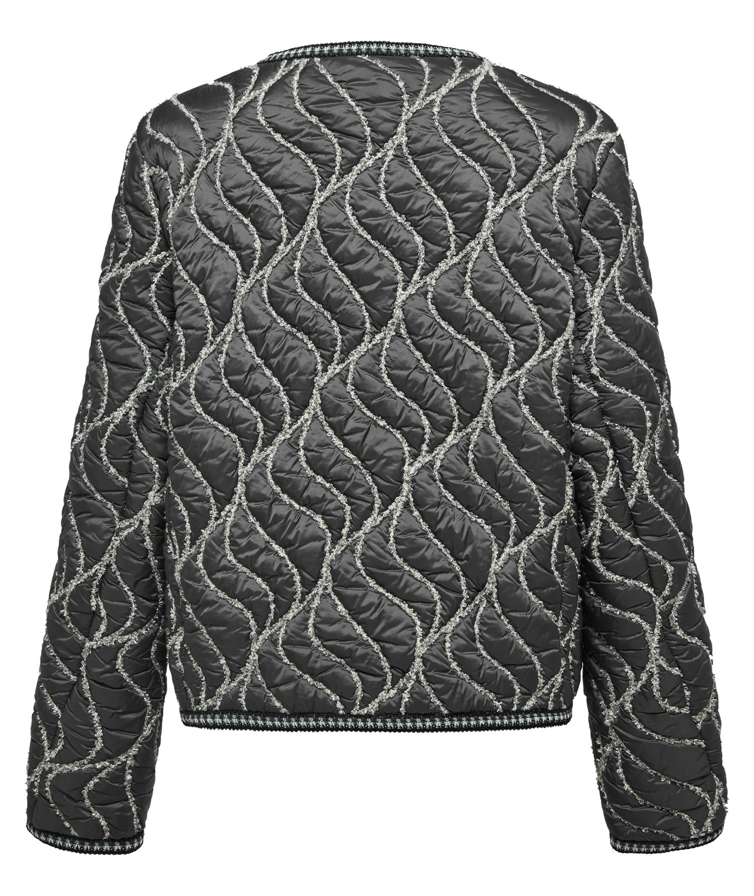 Round Neck Boxy Quilted Cotton Coat | Grey