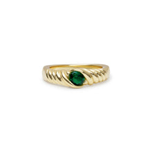 The Round Green Stone Twist Ring | 18KT Gold Vermeil