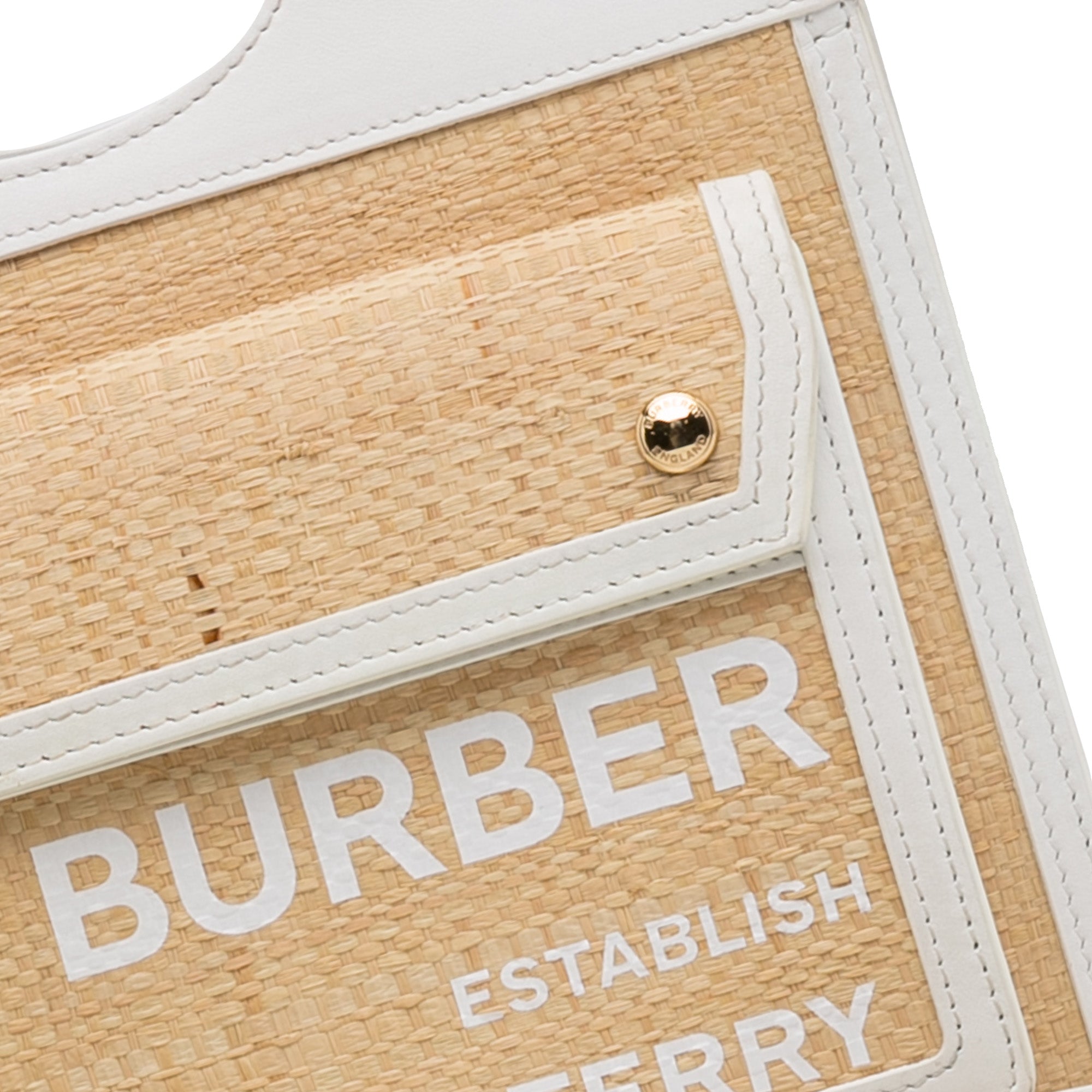 Burberry Pre-Owned Pocket Raffia Satchel | Women | Brown x Beige x White