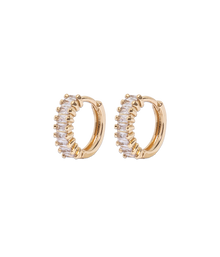 Elowen Huggie Hoops | 18K Gold | Cubic Zironia Stones