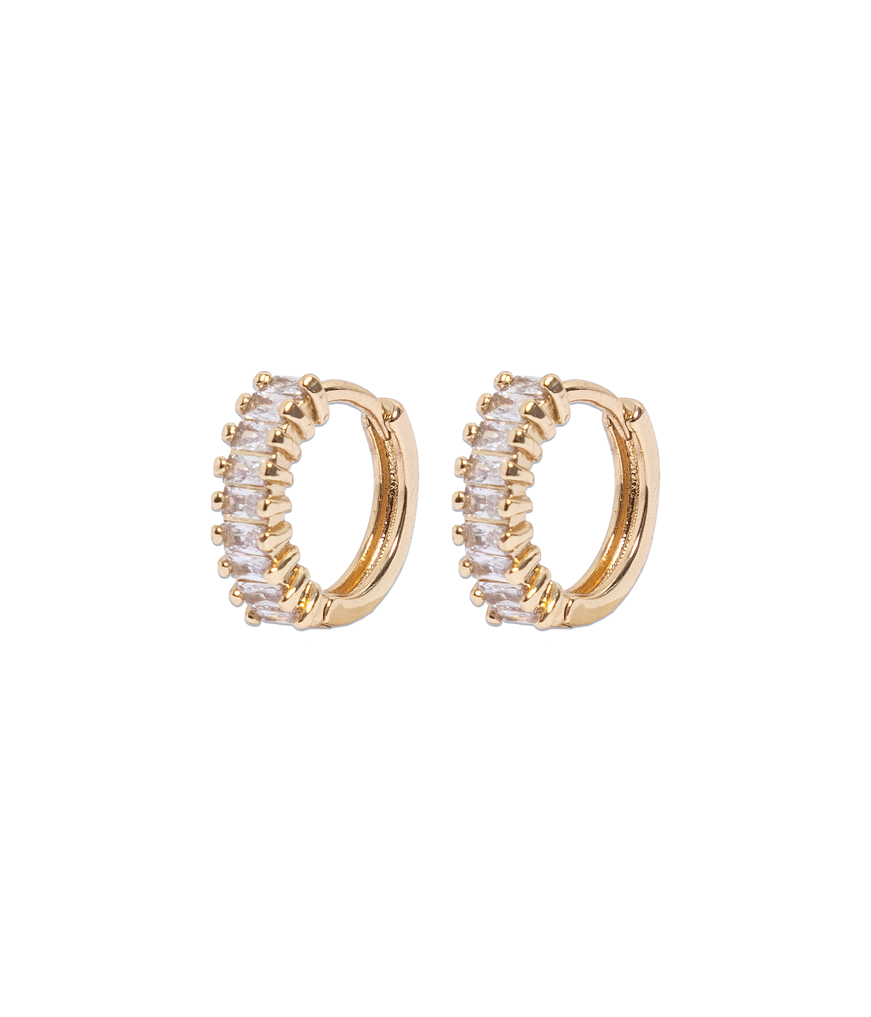 Elowen Huggie Hoops | 18K Gold | Cubic Zironia Stones