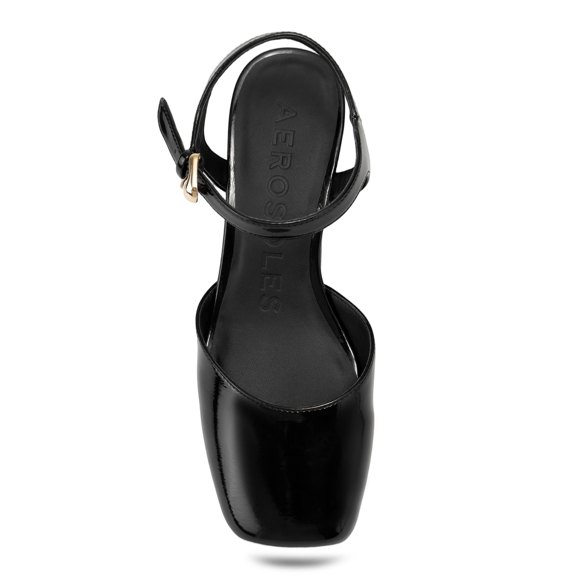 Senna Dress Platform | Black Faux Crinkle Patent