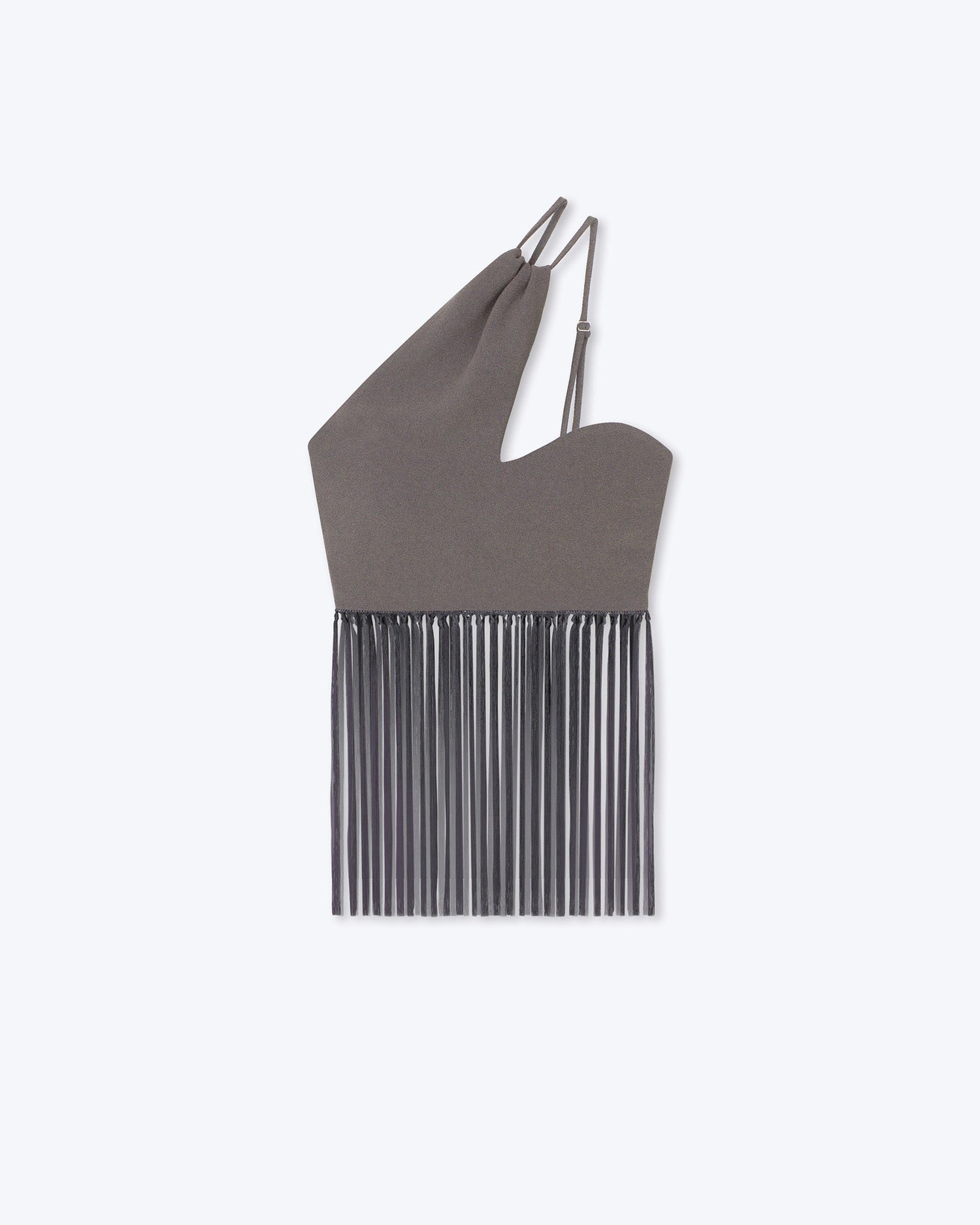 Womens | Emilou Fringed Halterneck Top | Dark Grey Hld23