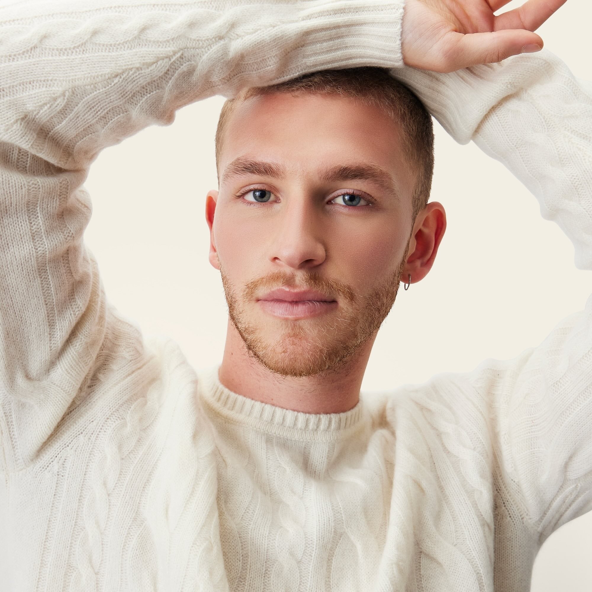 Mens | Luke Cashmere Cable Knit Sweater | Cream