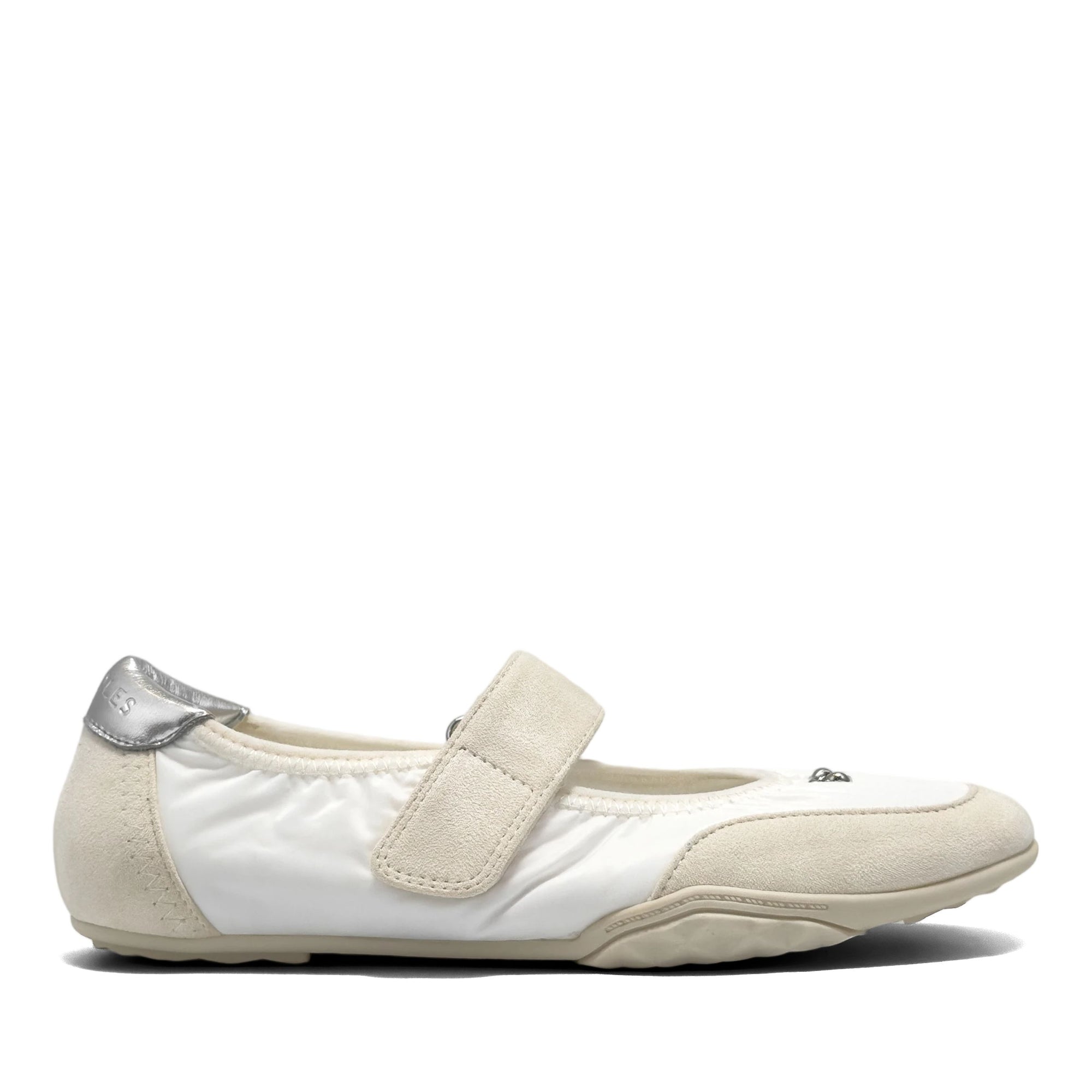 Orly Sport Flat | Off White Nylon/Faux Suede