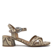 Cinzia Sandal Block Heel | Pale Yellow Faux Snake Print