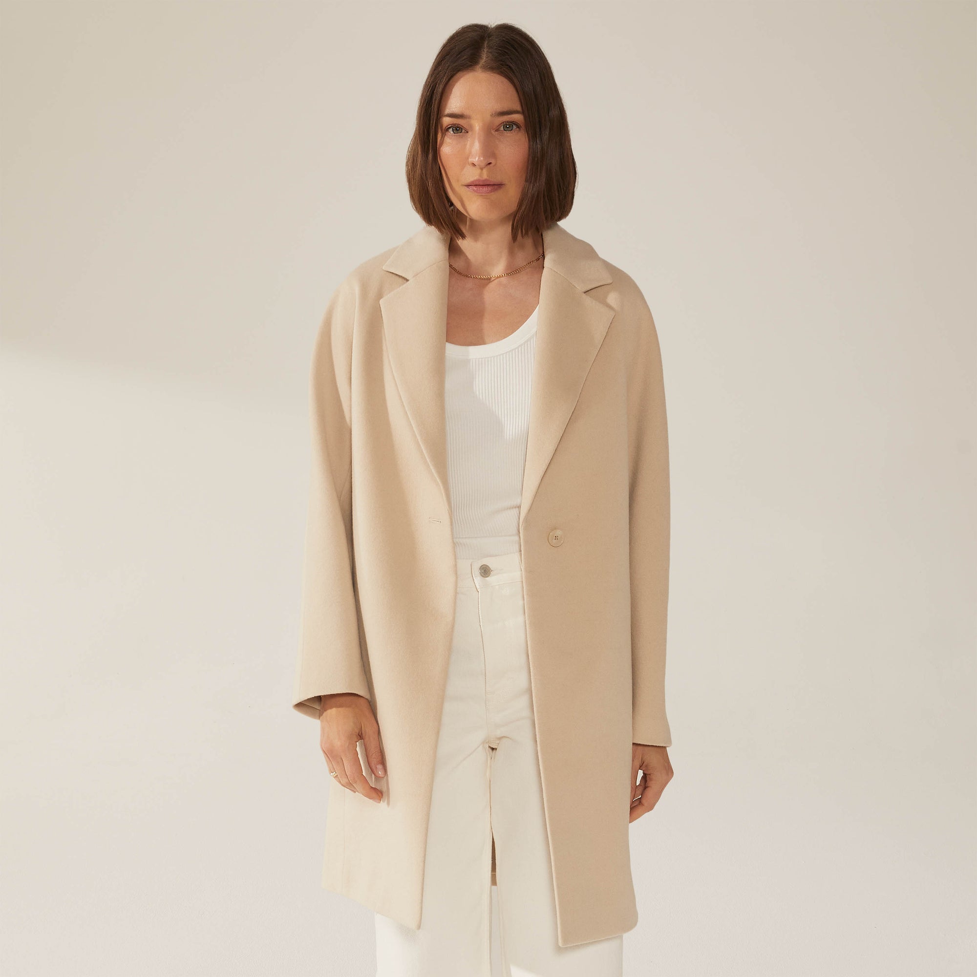 Womens | Risa Cashmere-Wool Button Down Coat | Beige