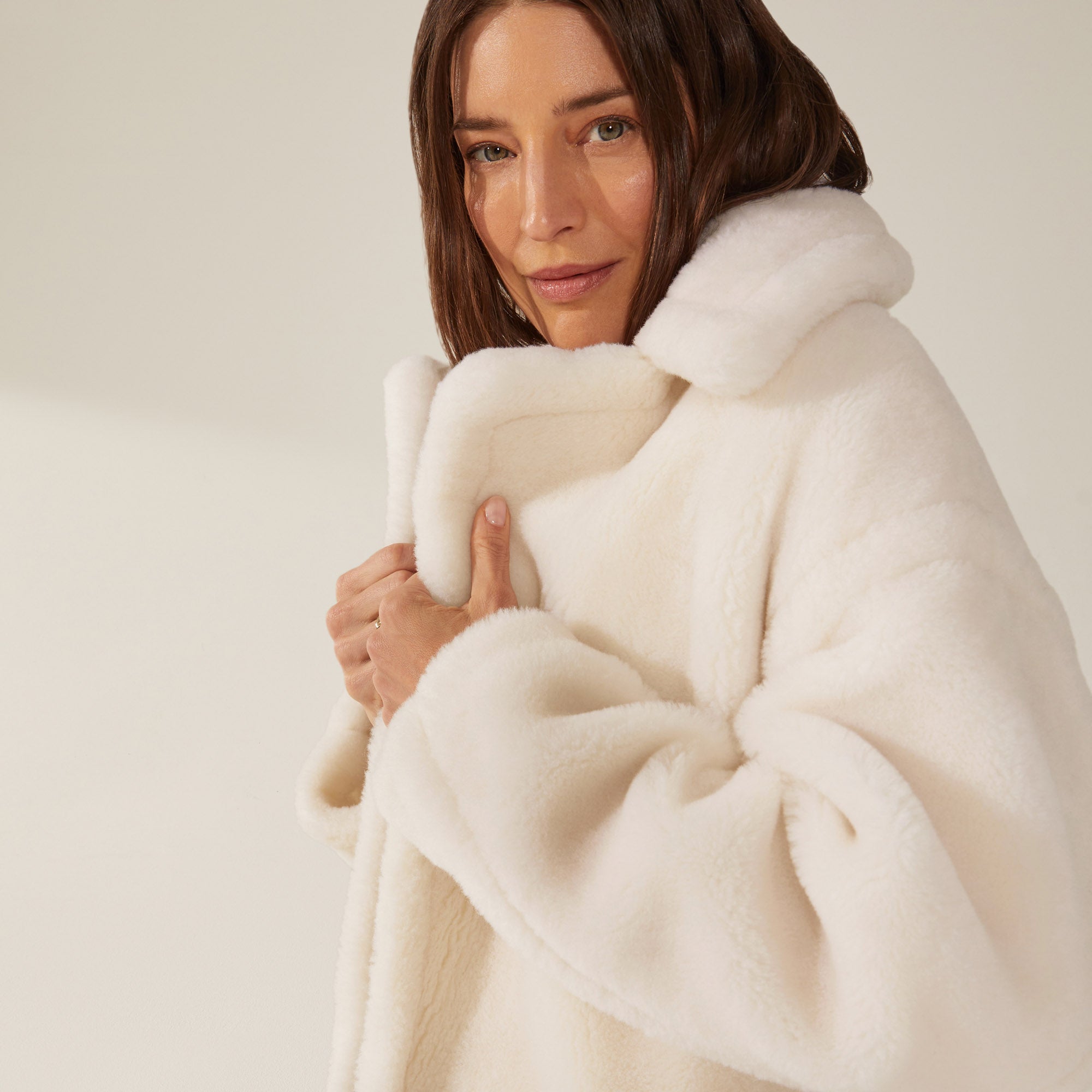 Womens | Charlotte Australian Wool Oversized Teddy Coat | Cream