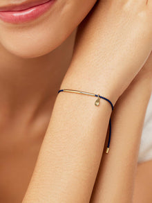Coral Reef Protection Cord Bracelet | 14K Gold on Brass | Deep Blue Cord