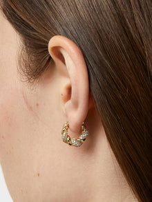 Paris Small Pave Twisted Hoop Earrings | 14K Gold Dipped | Cubic Zirconia