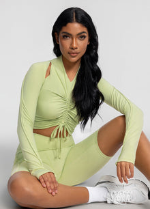 Drawstring Crop Top | Cool Matcha