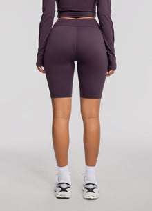 High-Waisted Performance Biker Shorts | Midnight Plum