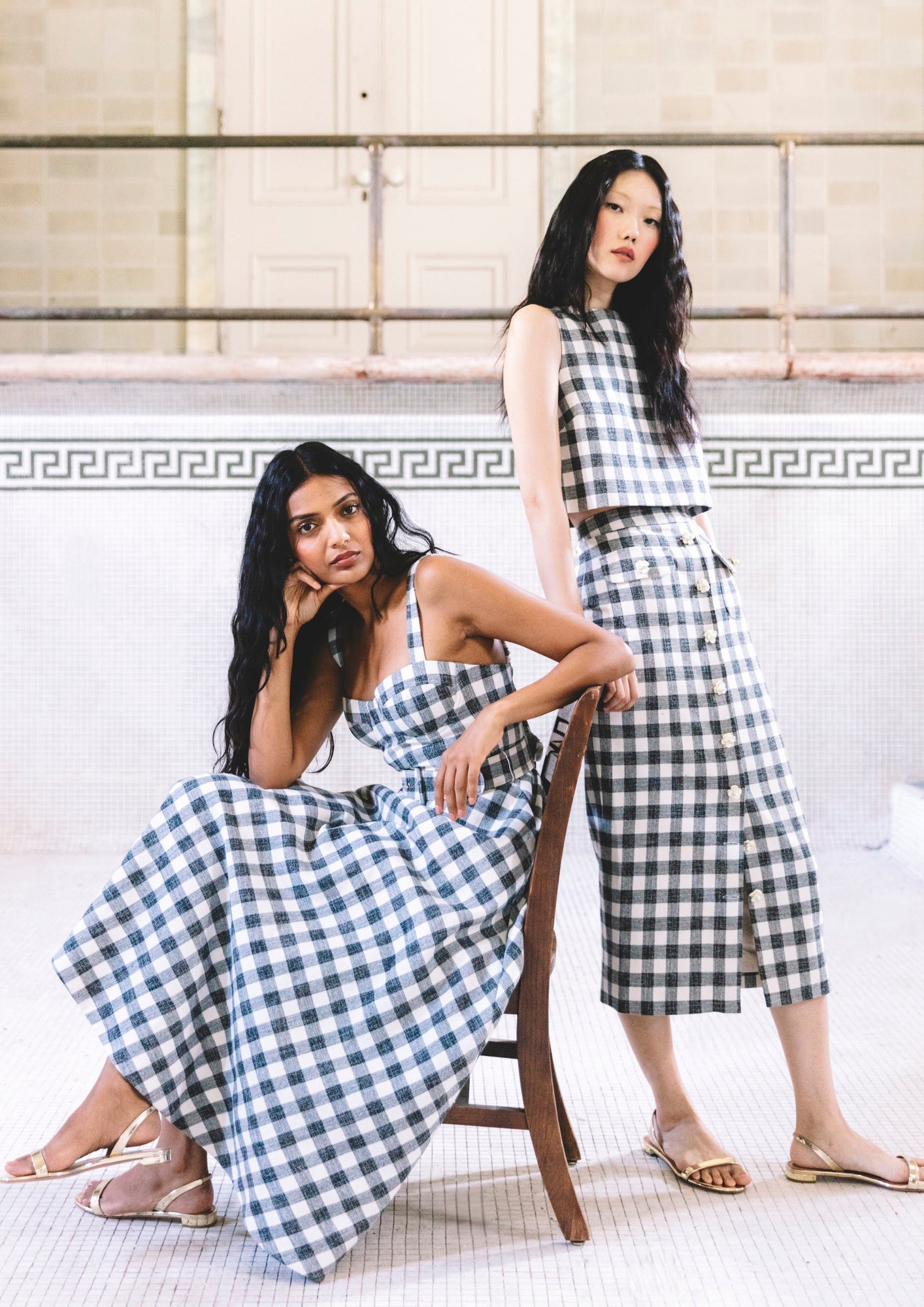 Faye Skirt | Black Ivory Boucle Grid