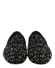 Versace | Suede Bead-Embellished Slippers