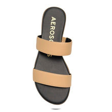 Concetta Sandal Flat | Beige Bisque Faux Nappa