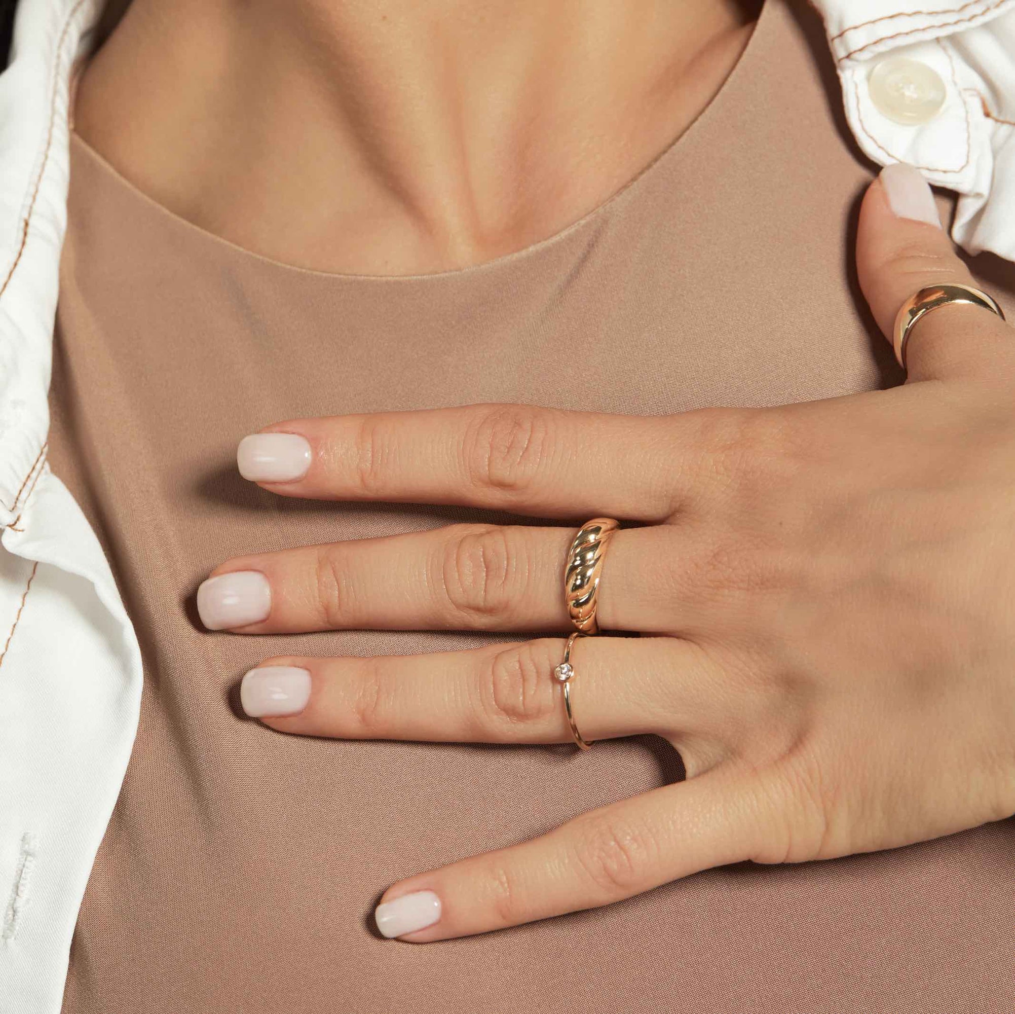 Womens | Croissant Ring | 14K Solid Yellow Gold